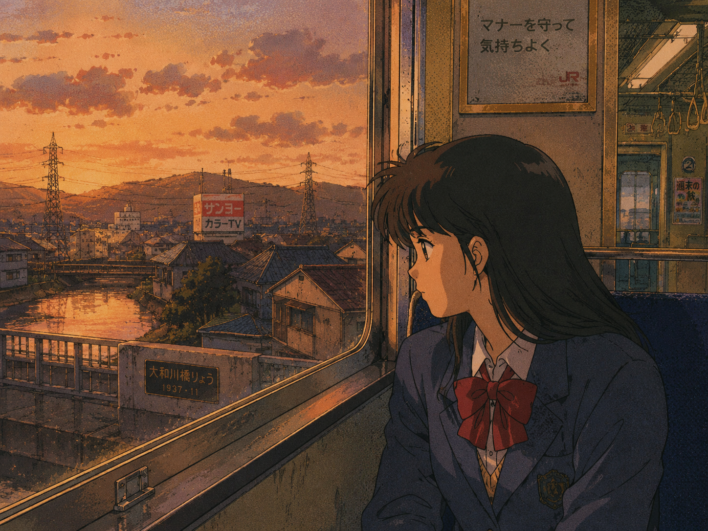 90年代アニメ風1コマの生成例