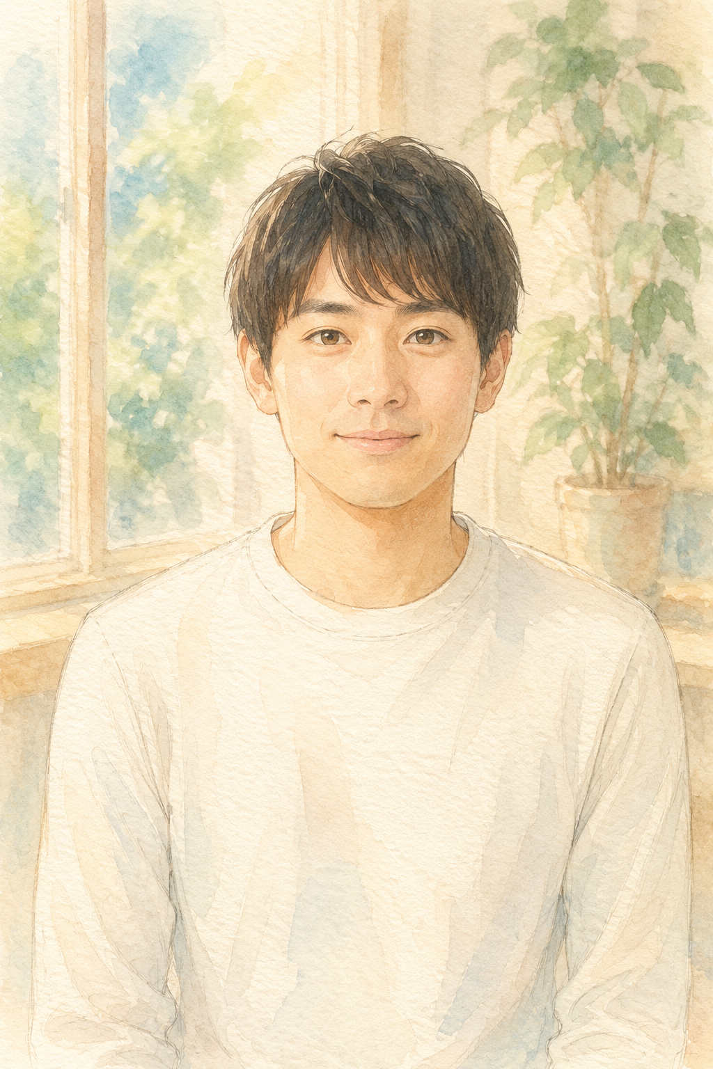 手書きアニメ風ポートレートの生成例